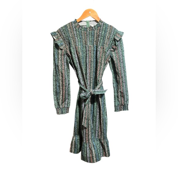 Porter Smocked Belted Long Sleeves Dress - Picture 1 of 5